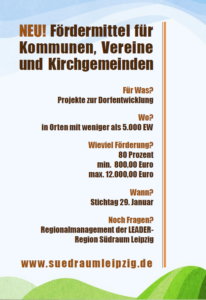 Fördermittel für Kommunen, Verein und Kirchgemeinden